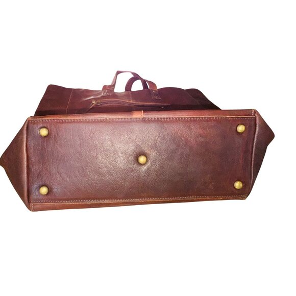 Antonio Valeria Brown Leather Tote Bag Large Computer Work Tote Bag Sustainable - Picture 5 of 9